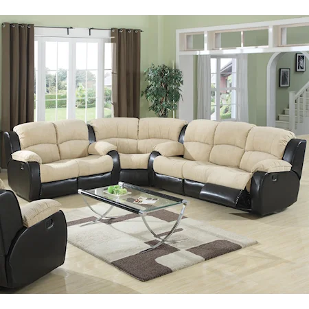 Microfiber and PU Motion Reclining Sectional Sofa